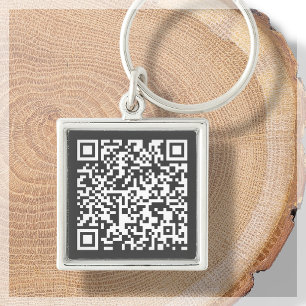 Donker grijs   Aangepaste QR-code scannable Sleute Sleutelhanger