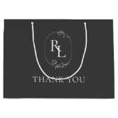Donker grijs | Bloemenmonogram bruiloft Dank u Groot Cadeauzakje (Voorkant)