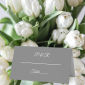 Donker Grijs Eenvoudig Gestileerde Script Bruiloft Plaatskaartje