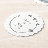 Donker Grijs Eenvoudig Hart Krans Bruiloft Kartonnen Onderzetters (Gekanteld)