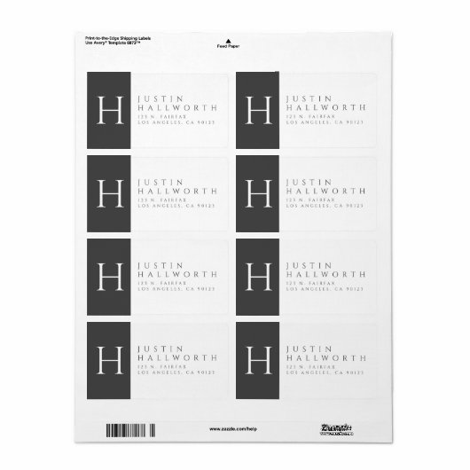 Donker grijs | Kassyretouradres Etiket (Full Sheet)