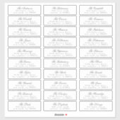 Donker Grijs Klassieke Kalligrafie Adres Gast Sticker (Vel)