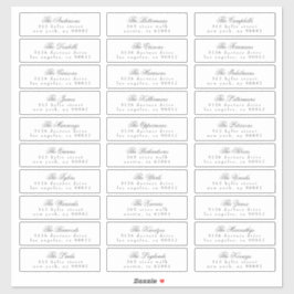 Donker Grijs Klassieke Kalligrafie Adres Gast Sticker