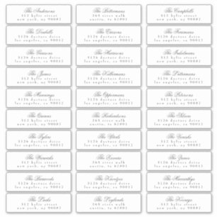 Donker Grijs Klassieke Kalligrafie Adres Gast Sticker