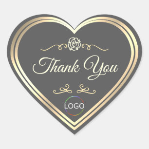 Donker grijs met gouden lijst en logo Schattig Dan Hart Sticker