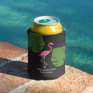 Donker Grijs Roze Flamingo Destination Huwelijk Blikjeskoeler
