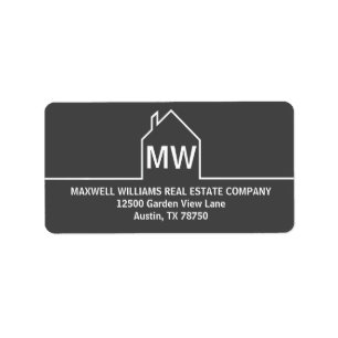 Donker Grijs Vastgoed Bedrijf Huis Retouradres Etiket