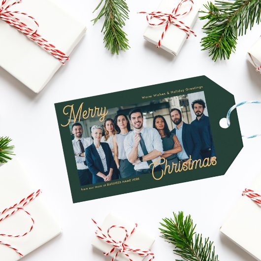 Donker Groen Bedrijfs Team Fotobedrijf Xmas Cadeaulabel
