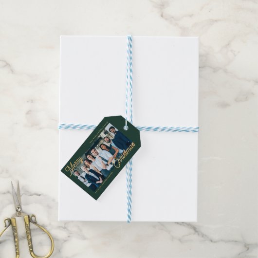 Donker Groen Bedrijfs Team Fotobedrijf Xmas Cadeaulabel (Met Touw)