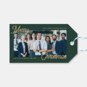 Donker Groen Bedrijfs Team Fotobedrijf Xmas Cadeaulabel (Voorkant (Horizontaal))
