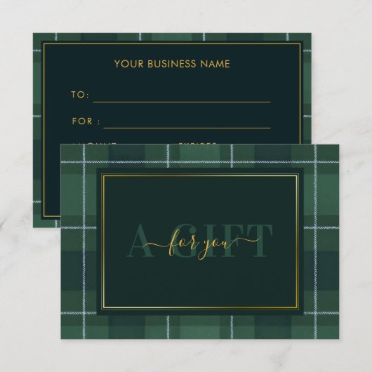 Donker Groen Tartan Polo Plaid Cadeaubon (Voorkant / Achterkant)
