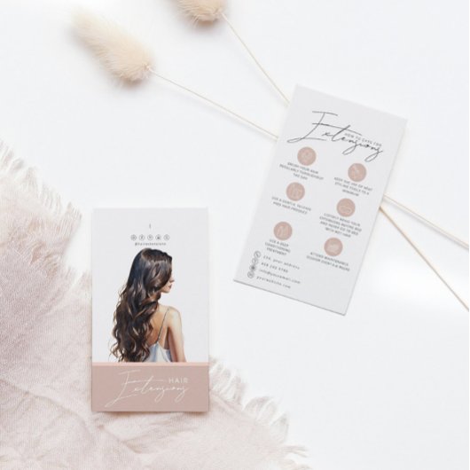 Donker haar Extensions Care Hang Label Kaart