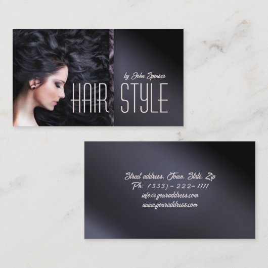 Donker Haar Vrouw Kapsel Stylist Kaart Visitekaartje (Voorkant / Achterkant)
