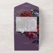 Donker Halloween Glam Bloemen Paarse Geen Diner All In One Uitnodiging (Buitenkant)