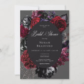 Donker Halloween Glam Bloemen Zwart Vrijgezellenfe Kaart (Voorkant)