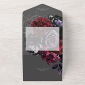 Donker Halloween Glam Bloemengrijs Geen Diner All In One Uitnodiging (Buitenkant)