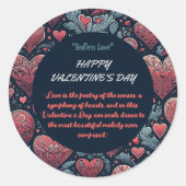 donker hart liefdespatroon ronde sticker (Voorkant)