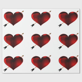 Donker hart met gouden pijl inpakpapier