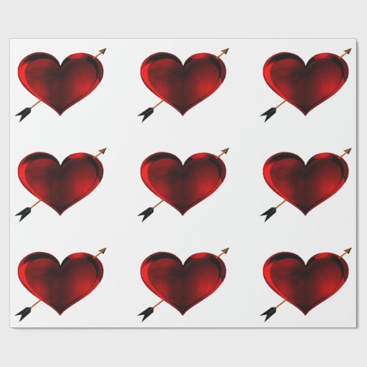 Donker hart met gouden pijl inpakpapier (Vlak)