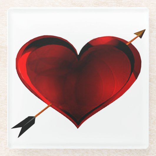 Donker hart met gouden pijlglas Onderzetter (Voorkant)