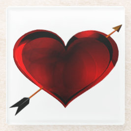 Donker hart met gouden pijlglas Onderzetter Glazen Onderzetter