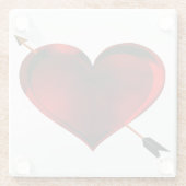 Donker hart met gouden pijlglas Onderzetter Glazen Onderzetter (Achterkant)