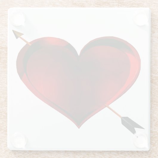 Donker hart met gouden pijlglas Onderzetter Glazen Onderzetter (Achterkant)