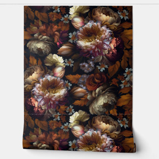 Donker herfst  Moody Florals Gothic Tuin 1 Behang