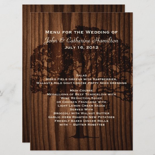 Donker Hout Boom Land Trouwtafel Menu (Voorkant / Achterkant)