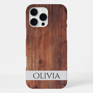 donker hout en modern gepersonaliseerd iPhone 16 pro max hoesje