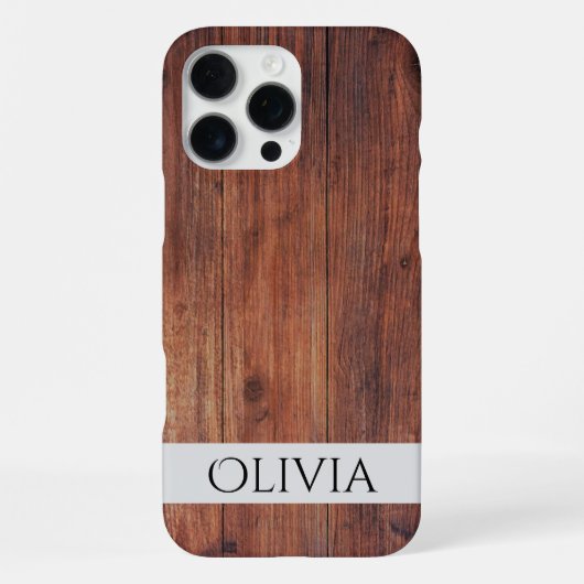 donker hout en modern gepersonaliseerd iPhone hoesje (Achterkant)
