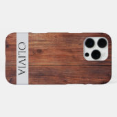 donker hout en modern gepersonaliseerd iPhone hoesje (Achterkant horizontaal)