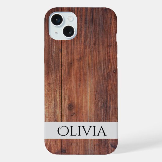 donker hout en modern gepersonaliseerd  iPhone hoesje (Achterkant)