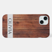 donker hout en modern gepersonaliseerd  iPhone hoesje (Achterkant horizontaal)
