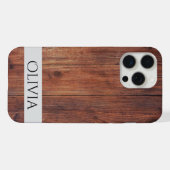 donker hout en modern gepersonaliseerd iPhone hoesje (Achterkant horizontaal)