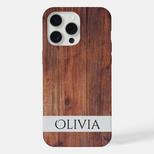 donker hout en modern gepersonaliseerd iPhone hoesje (Achterkant)