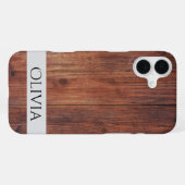 donker hout en modern gepersonaliseerd iPhone hoesje (Achterkant horizontaal)