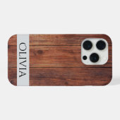 donker hout en modern gepersonaliseerd iPhone hoesje (Achterkant horizontaal)