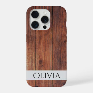 donker hout en modern gepersonaliseerd iPhone 15 pro case