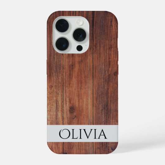 donker hout en modern gepersonaliseerd iPhone hoesje (Achterkant)