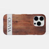 donker hout en modern gepersonaliseerd iPhone hoesje (Achterkant horizontaal)
