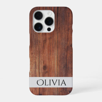 donker hout en modern gepersonaliseerd iPhone 16 pro hoesje