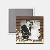Donker Hout Foto Save the Date Magnet (Voorkant / Achterkant)