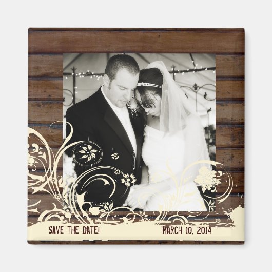 Donker Hout Foto Save the Date Magnet (Voorkant)