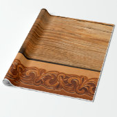 Donker hout gestempeld lederen western natuurlijke cadeaupapier (Uitgerold)