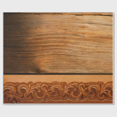 Donker Hout Gestructureerd Leren Western Natuurlij Cadeaupapier (Vlak)