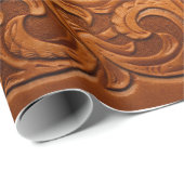 Donker Hout Gestructureerd Leren Western Natuurlij Cadeaupapier (Rol Hoek)