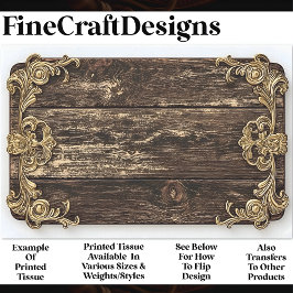 Donker Hout, Gouden Scroll Verfraaiing AN4 Decoupa Tissuepapier