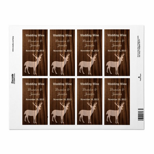 Donker Hout Herten Wild Life Mini Wijn Labels (Full Sheet)