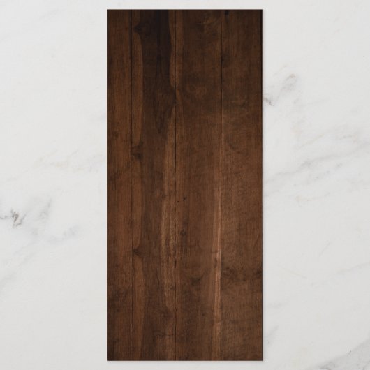 Donker hout rustiek gewei bruiloft menu (Achterkant)